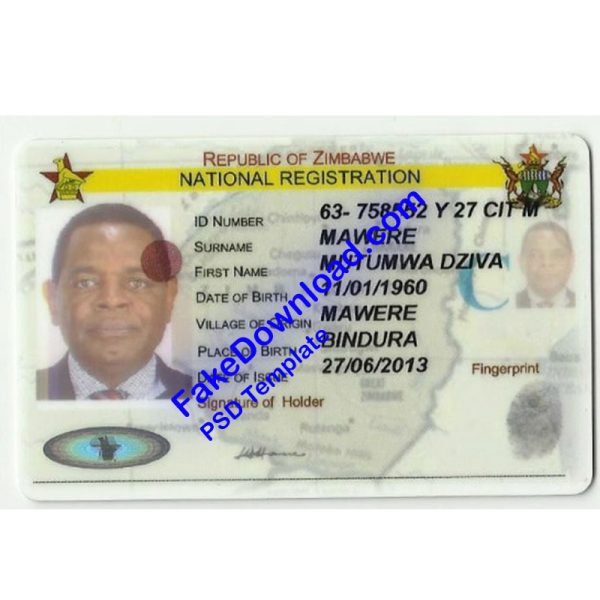 Zimbabwe national id card (psd)