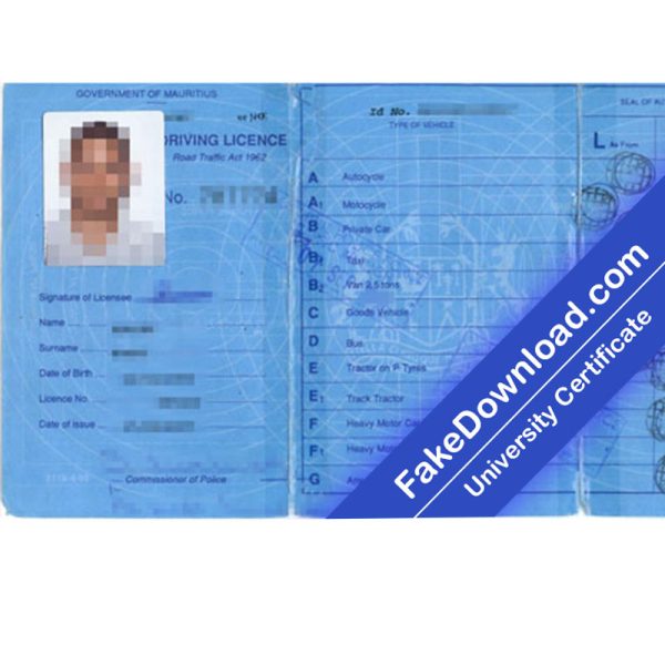 Mauritius Driver License (psd)