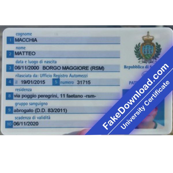 San Marino Driver License (psd)