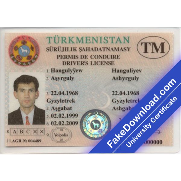 Turkmenistan Driver License (psd)