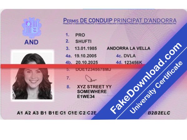 Andorra Driver License (psd)