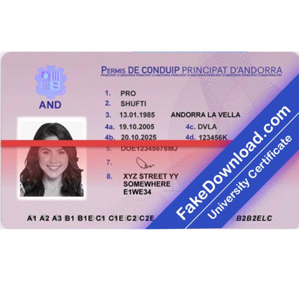 Andorra Driver License (psd)