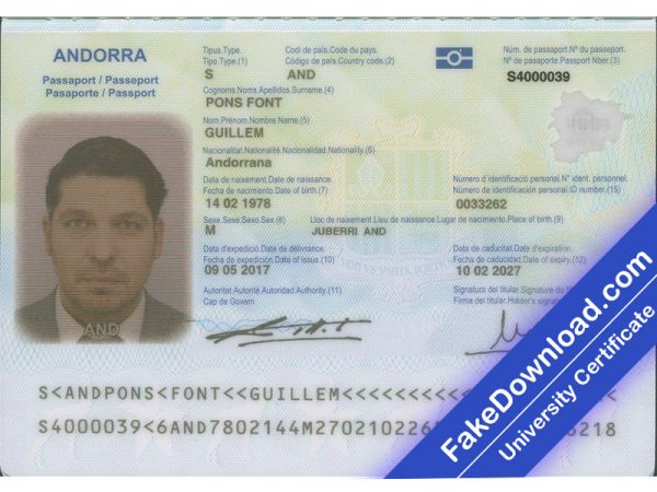 Andorra Passport (psd)