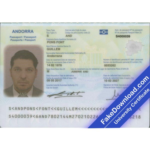 Andorra Passport (psd)