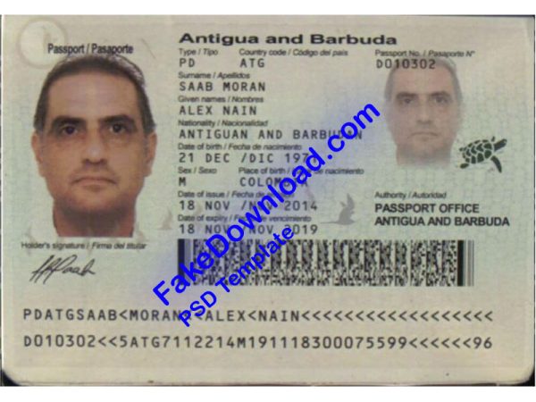 Antigua And Barbuda Passport (psd)