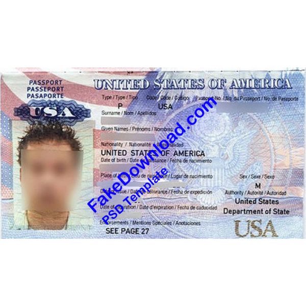 America Passport (psd)