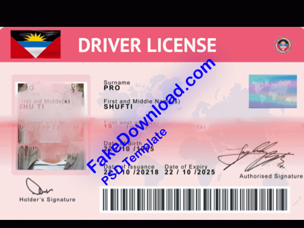 Antigua and Barbuda Driver License (psd)