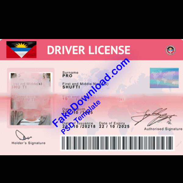 Antigua and Barbuda Driver License (psd)