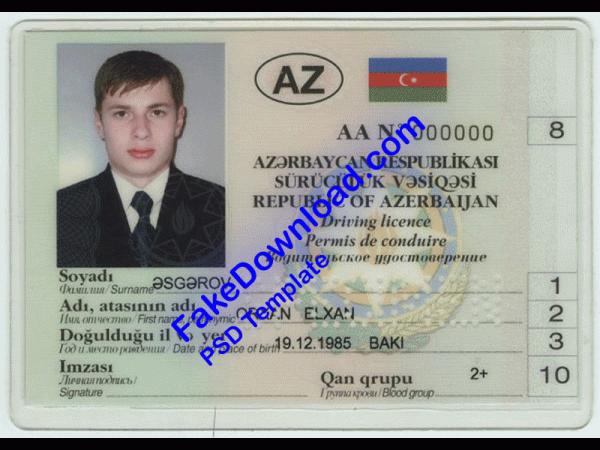 Azerbaijan Driver License (psd)