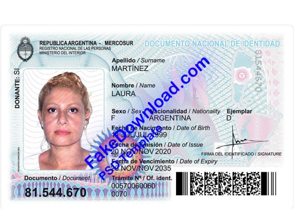 Argentina national id card (psd)