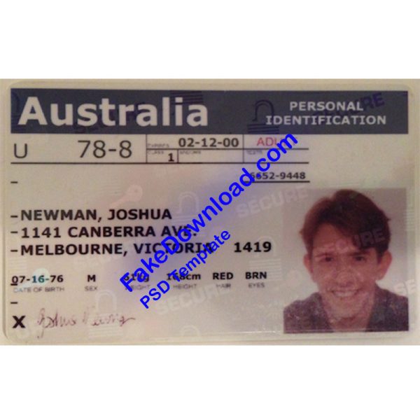 Australia national id card (psd)