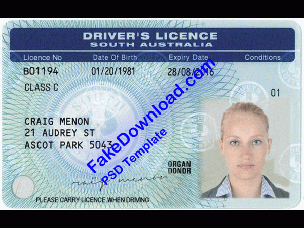 Australia Driver License (psd)