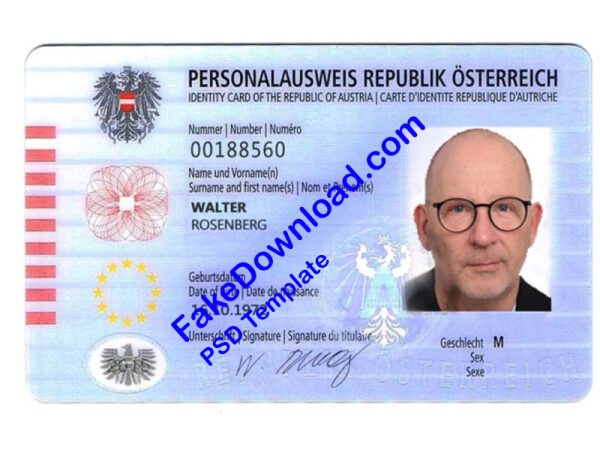 Austria national id card (psd)