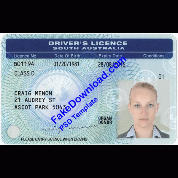 Australia Driver License (psd)