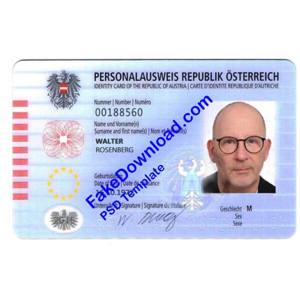 Austria national id card (psd)
