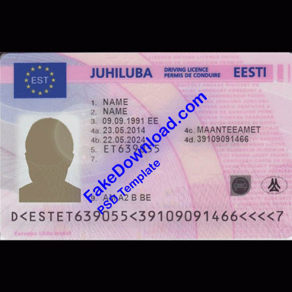 Estonia Driver License (psd)