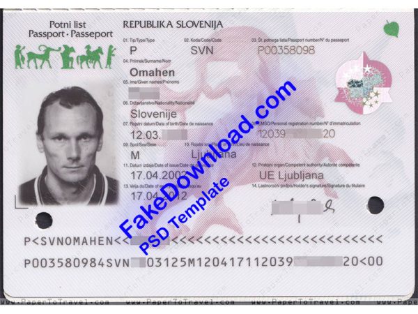 Slovenia Passport (psd)