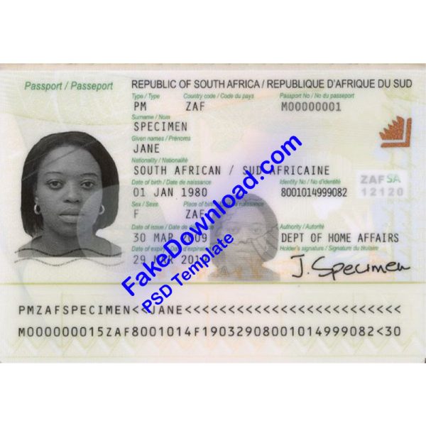 South Africa Passport (psd)