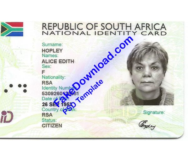 South Africa national id card (psd)