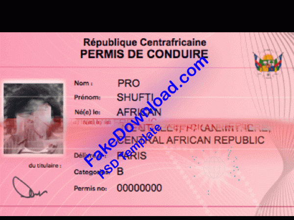 Central African Driver License (psd)