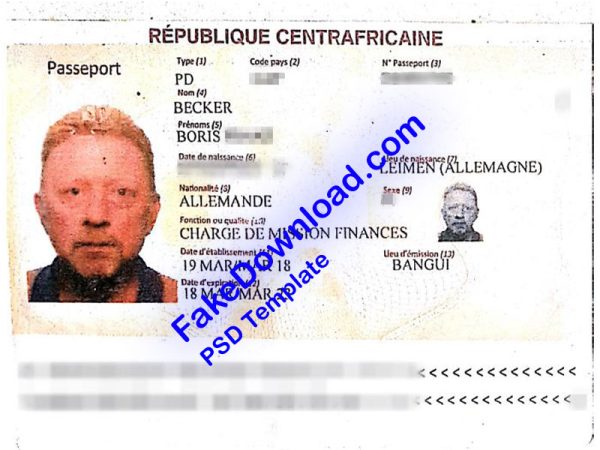 Central African Passport (psd)