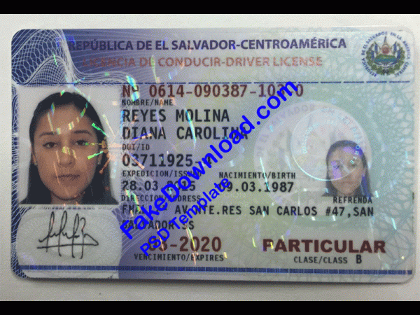El Salvador Driver License (psd)