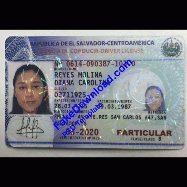 El Salvador Driver License (psd)