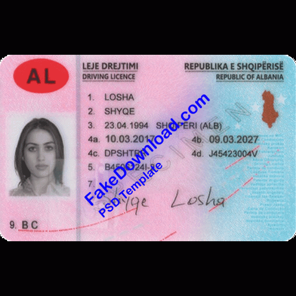 Albania Driver License (psd)