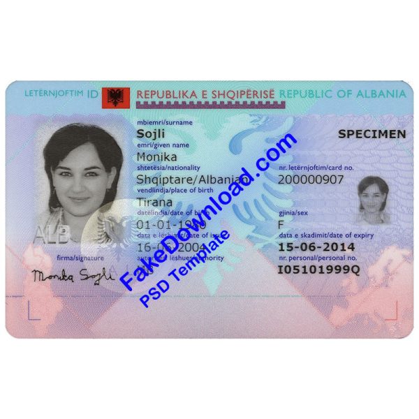 Albania national id card (psd)
