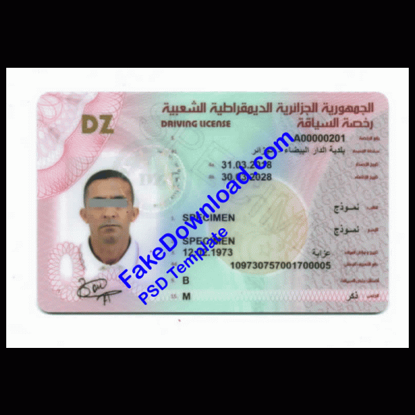 Algeria Driver License (psd)