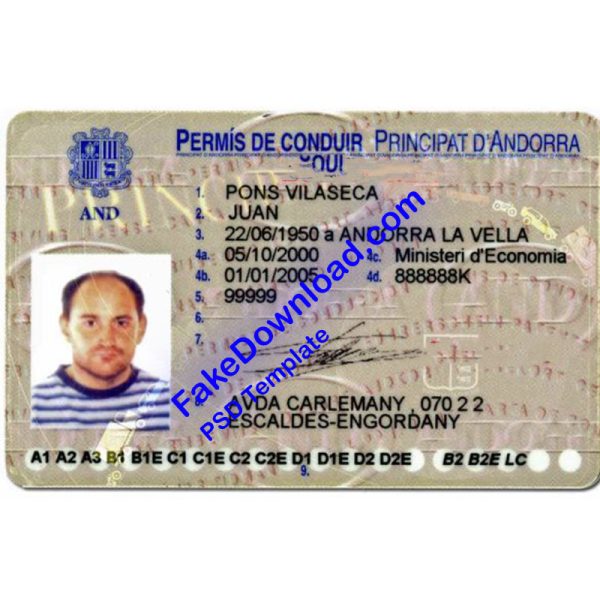 Andorra national id card (psd)