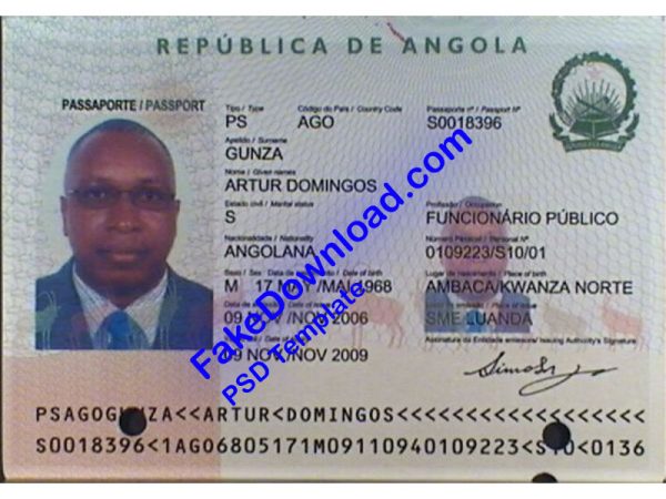 Angola Passport (psd)