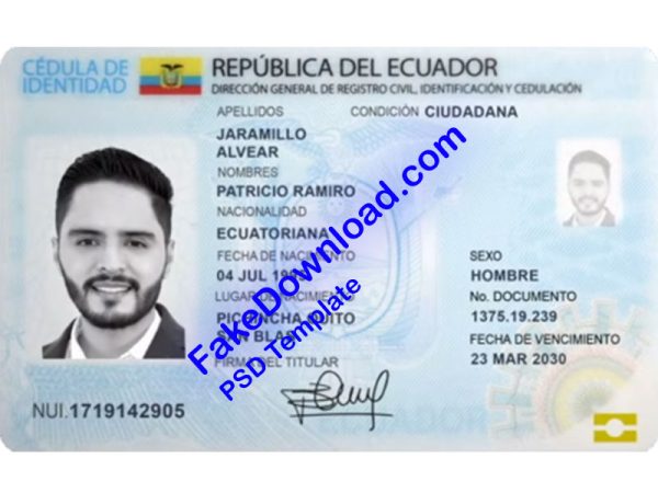 Ecuador national id card (psd)
