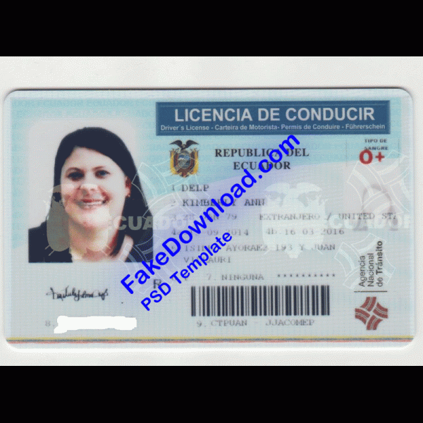 Ecuador Driver License (psd)