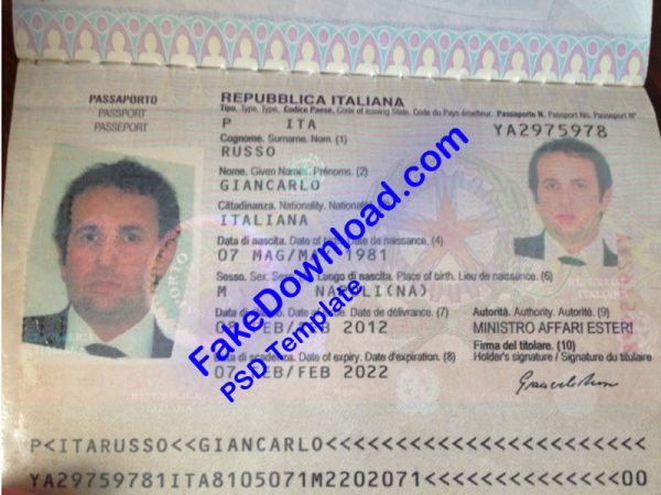 Italy Passport (psd)