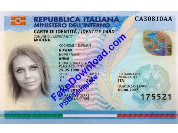 Italy national id card (psd)