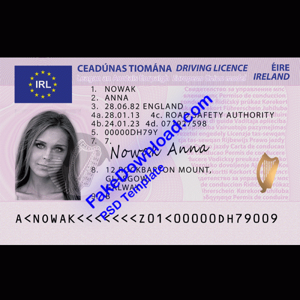 Ireland Driver License (psd)