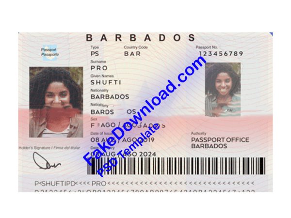 Barbados Passport (psd)