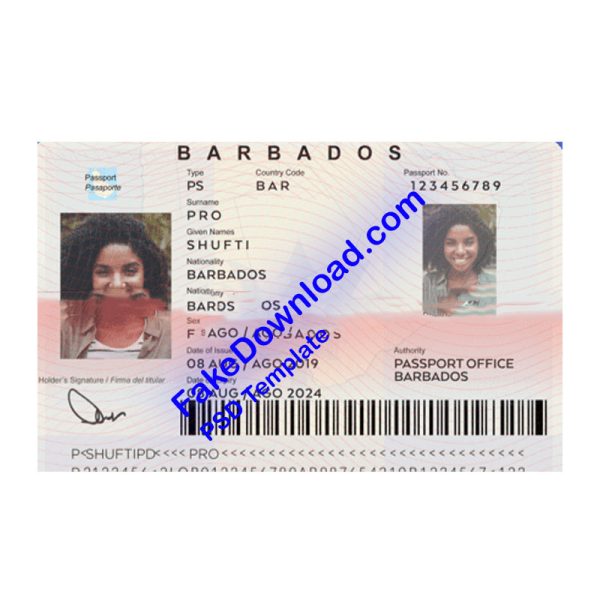 Barbados Passport (psd)