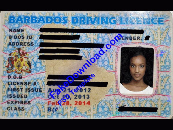 Barbados Driver License (psd)