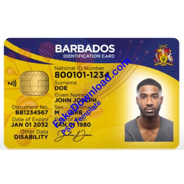 Barbados national id card (psd)