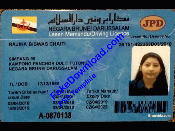 Brunei Driver License (psd)