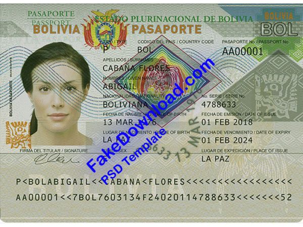 Bolivia Passport (psd)