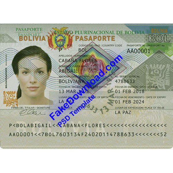 Bolivia Passport (psd)