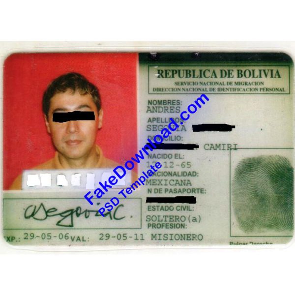 Bolivia national id card