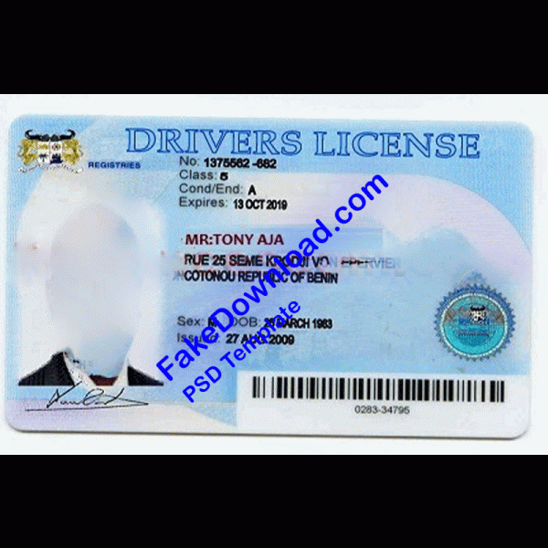 Benin Driver License (psd)