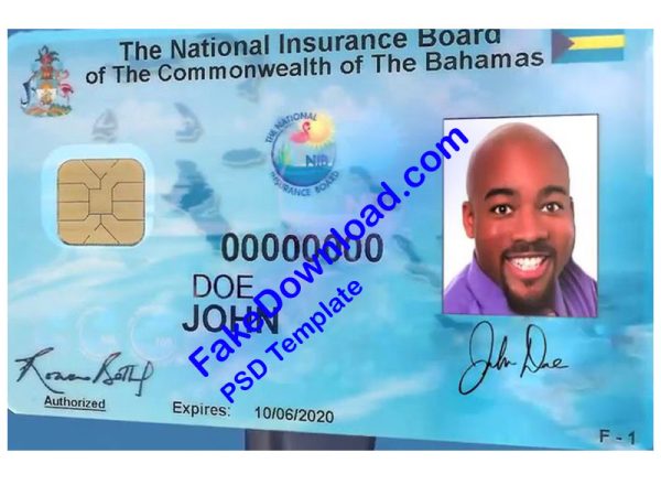 Bahamas national id card (psd)