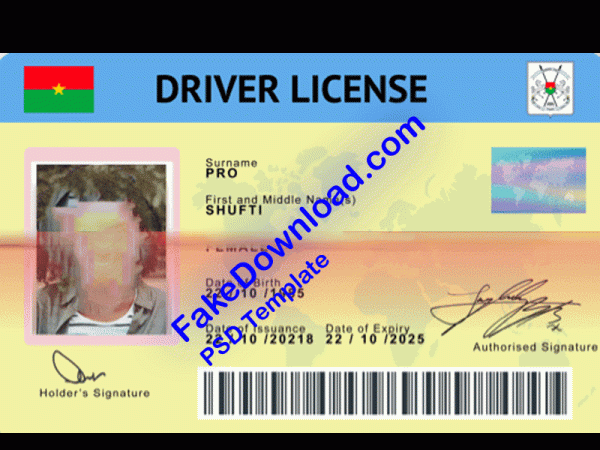 Burkina Faso Driver License (psd)