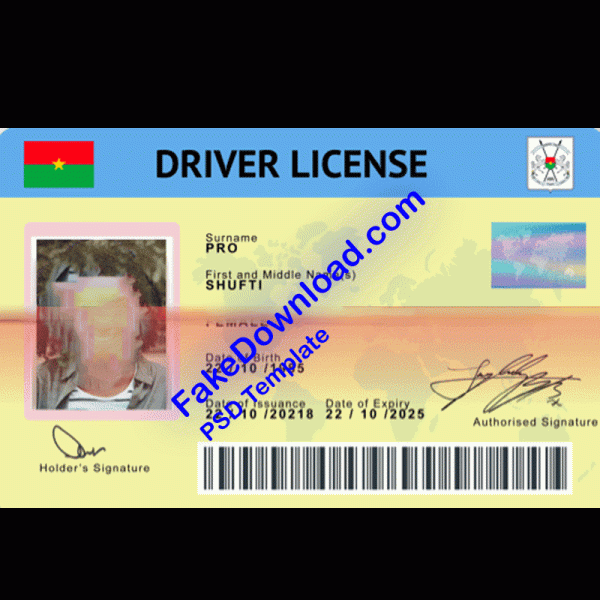 Burkina Faso Driver License (psd)