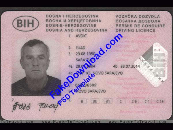 Bosnia Driver License (psd)